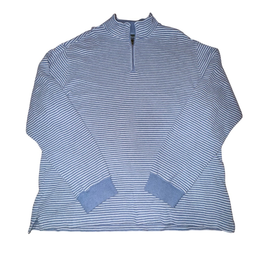 Rodd & Gunn Quarter Zip Pullover Striped Cotton Preppy Coastal XL Blue White